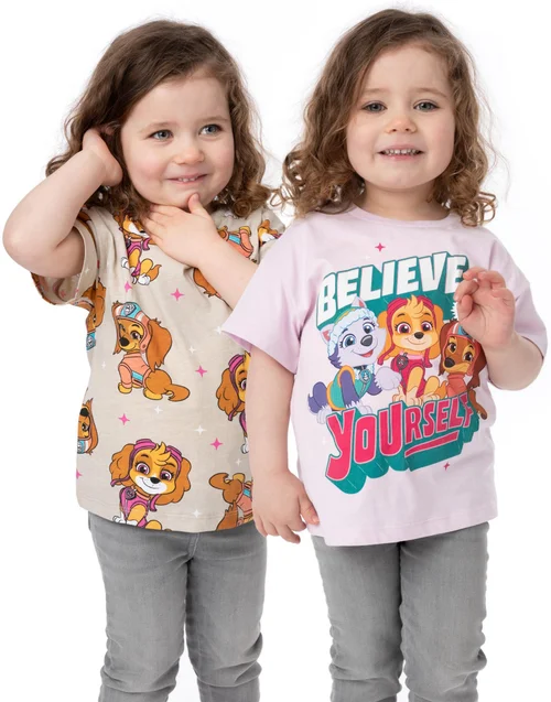 Vanilla Underground Paw Patrol Girls Multicoloured Believe In Yourself 2 Pack T-Shirts (2 - 7 Years) - 2-3 Yrs Image 1
