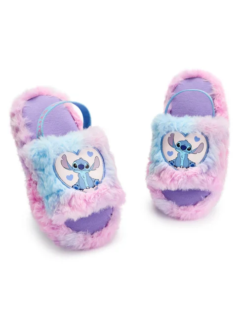 Disney Multicoloured Fluffy Ombre Stitch Character Slider Slippers (12 Younger - 5 Older) - 1 Infants Image 1