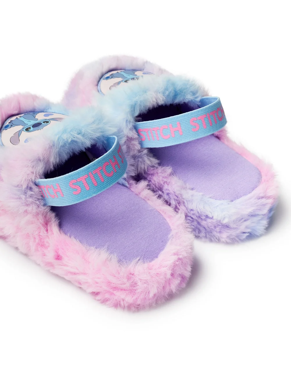 Disney Multicoloured Fluffy Ombre Stitch Character Slider Slippers (12 Younger - 5 Older) - 1 Infants Image 5