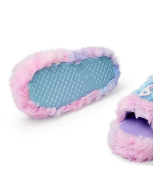 Disney Multicoloured Fluffy Ombre Stitch Character Slider Slippers (12 Younger - 5 Older) - 1 Infants Image 4
