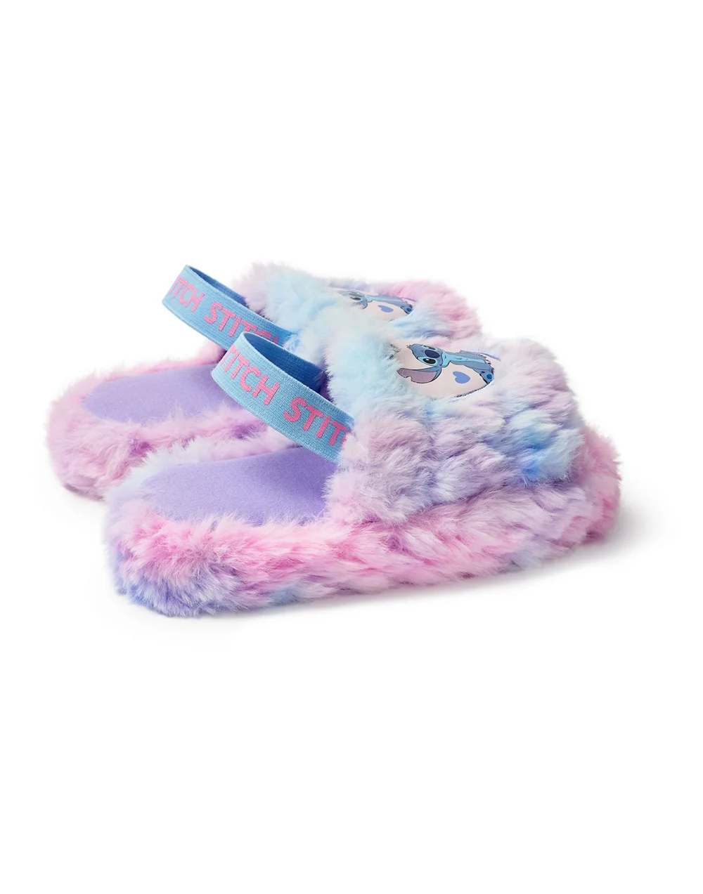 Disney Multicoloured Fluffy Ombre Stitch Character Slider Slippers (12 Younger - 5 Older) - 1 Infants Image 2