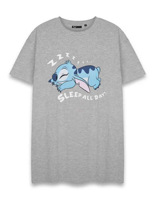 Vanilla Underground Disney Womens Grey Sleep All Day Short Sleeve Nightdress - Small Image 1