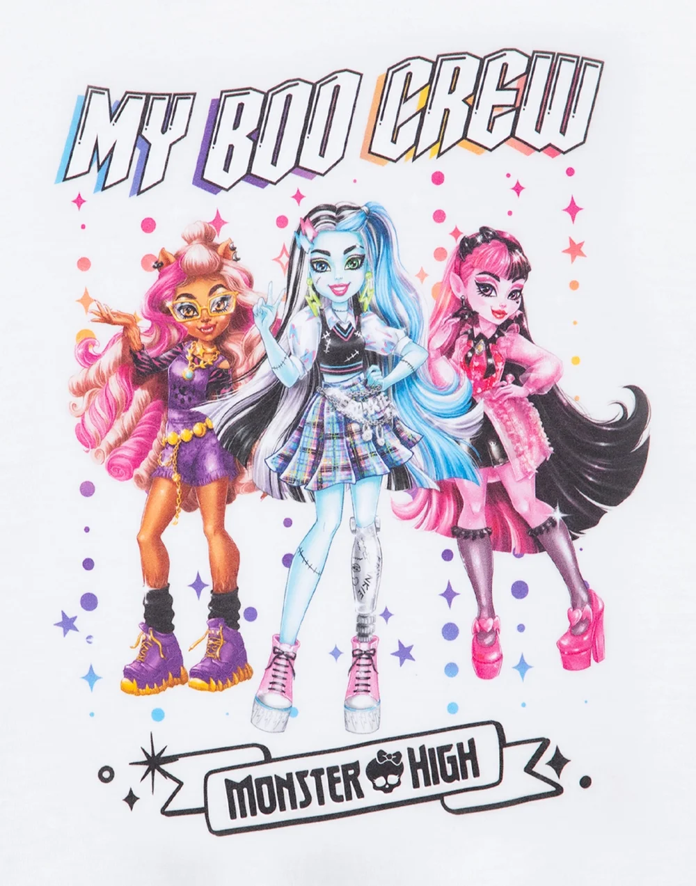 Vanilla Underground Monster High Girls White Boo Crew Short Sleeved T-Shirt (3 - 14 Years) - 5-6 Yrs Image 2