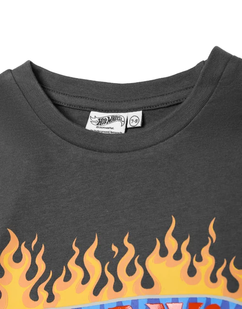 Vanilla Underground Hot Wheels Boys Grey Flame Logo Long Sleeved T-Shirt (3 - 12 Years) - 7-8 Yrs Image 3