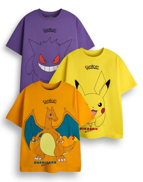 Vanilla Underground Pokemon Boys Multicoloured Character Pack of 3 T-Shirts (4 - 14 Years) - 9-10 Yrs Image 1