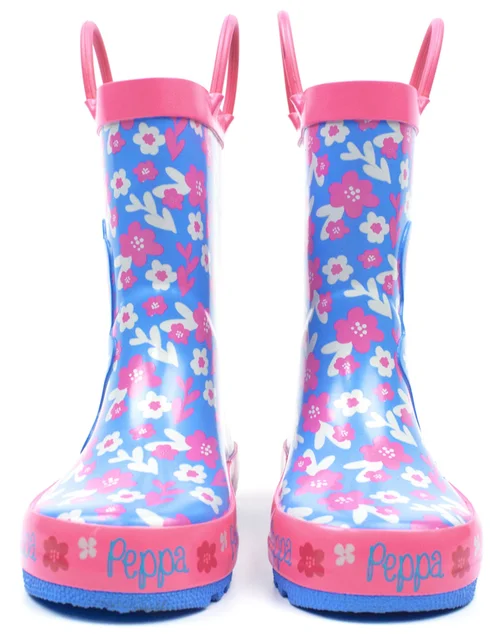 Vanilla Underground Peppa Pig Girls Blue Peppa Pig Wellington Boots with Handles (4 - 10 Younger) - 4 Infants Image 2