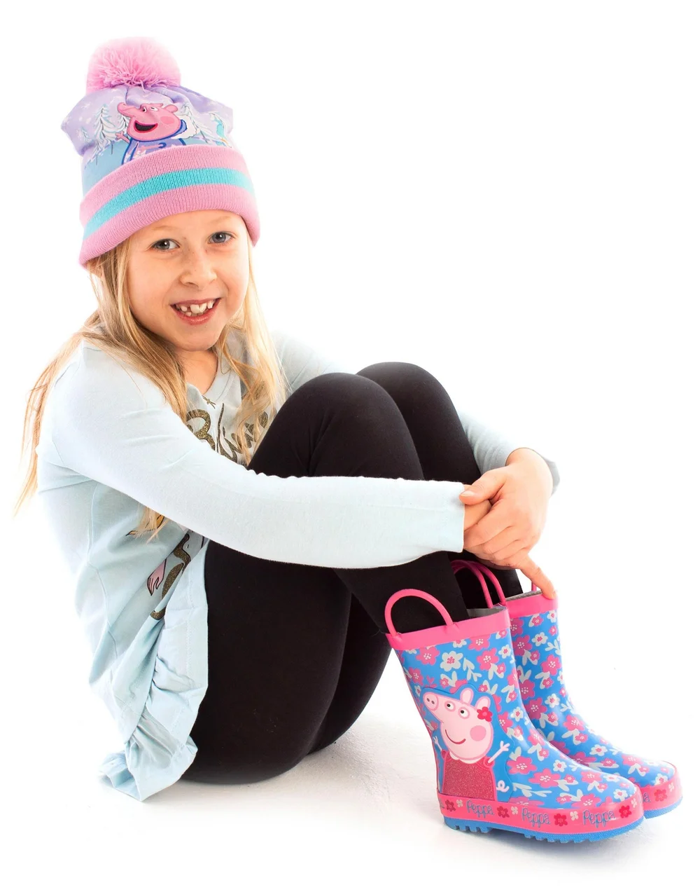 Vanilla Underground Peppa Pig Girls Blue Peppa Pig Wellington Boots with Handles (4 - 10 Younger) - 4 Infants Image 3