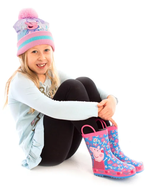 Vanilla Underground Peppa Pig Girls Blue Peppa Pig Wellington Boots with Handles (4 - 10 Younger) - 4 Infants Image 3