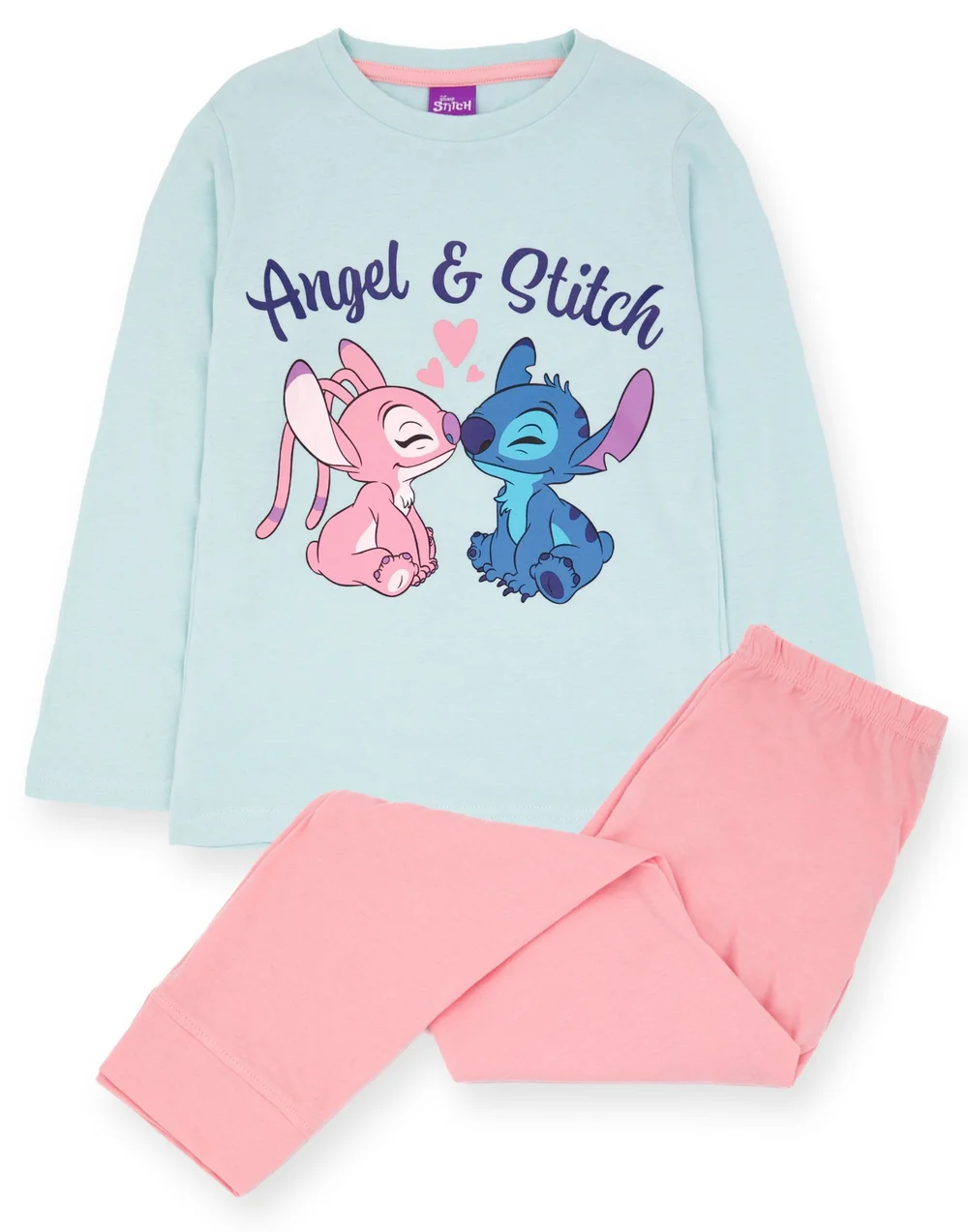 Disney Girls Blue Angel & Stitch Pyjama Set (1 - 8 Years) - Age 7-8 Years Image 1