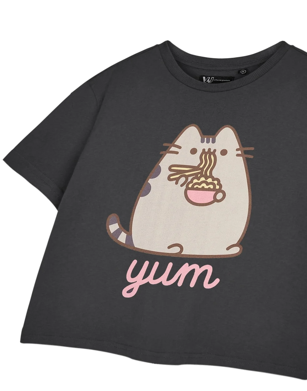 Pusheen Grey Yum Noodles Cropped Short Sleeved T-Shirt - Small Image 5