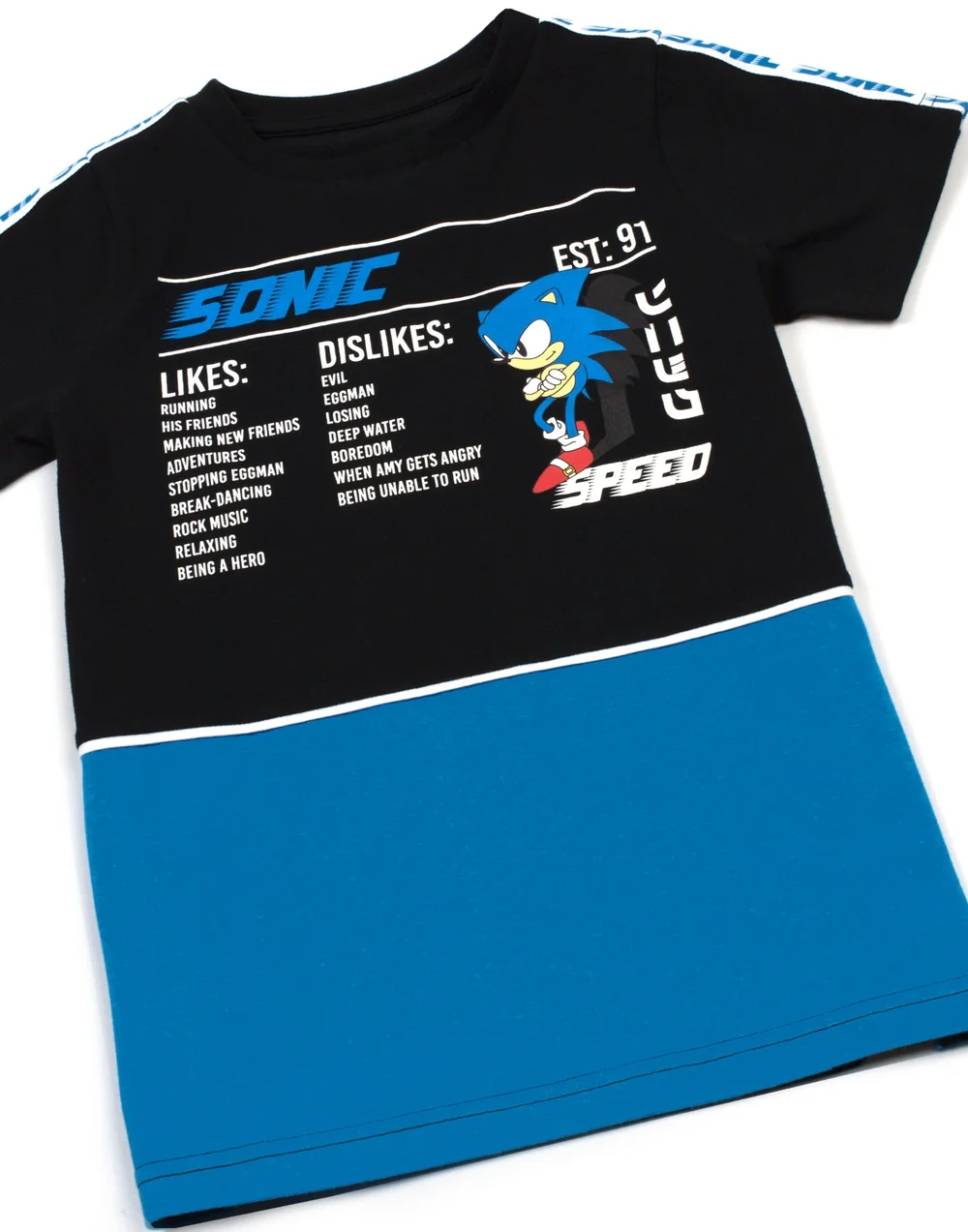 Sonic The Hedgehog Boys Black Sonic Stats Graphic T-Shirt (4 - 14 Years) - Age 4-5 Years Image 2