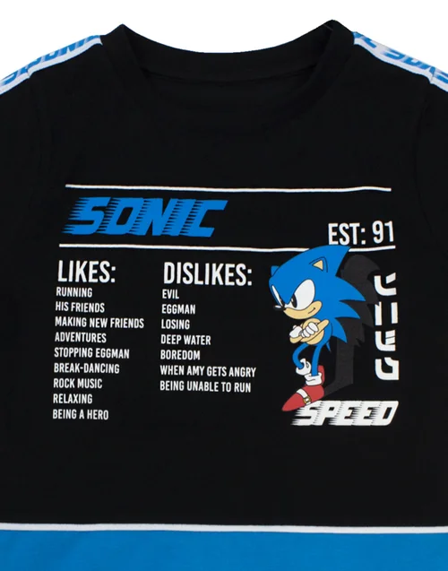 Sonic The Hedgehog Boys Black Sonic Stats Graphic T-Shirt (4 - 14 Years) - Age 4-5 Years Image 5