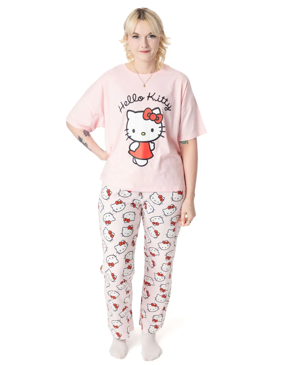 Vanilla Underground Hello Kitty Womens Pink Character Pyjama Set - Medium Image 1