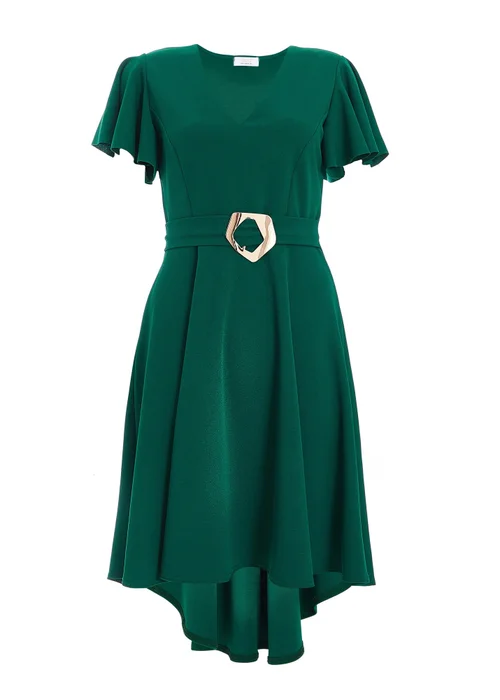 Quiz Green Petite Dip Hem Dress - 6 Image 4