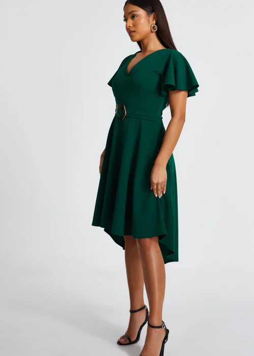 Quiz Green Petite Dip Hem Dress - 6 Image 3
