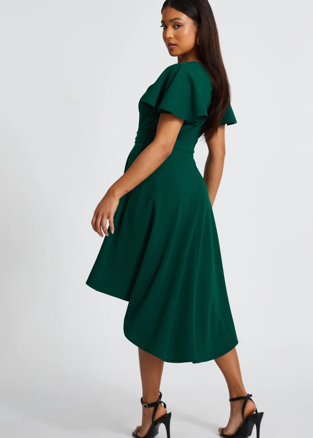 Quiz Green Petite Dip Hem Dress - 6 Image 2