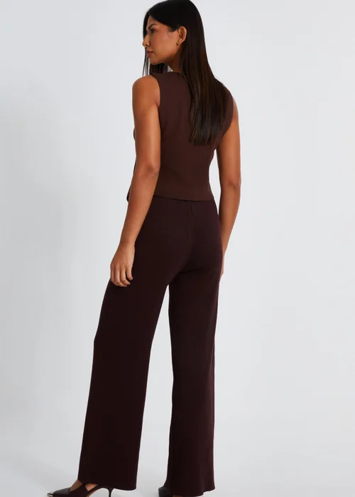 Quiz Brown Knit Wide Leg Trousers - S Image 2