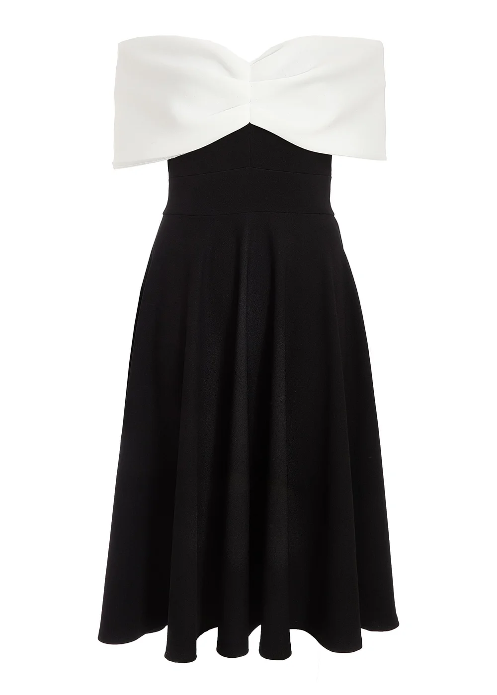 Quiz Black Petite Contrast Bardot Midi Dress - 6 Image 4