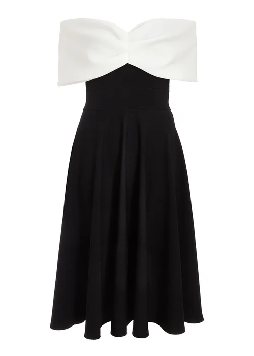 Quiz Black Petite Contrast Bardot Midi Dress - 6 Image 4