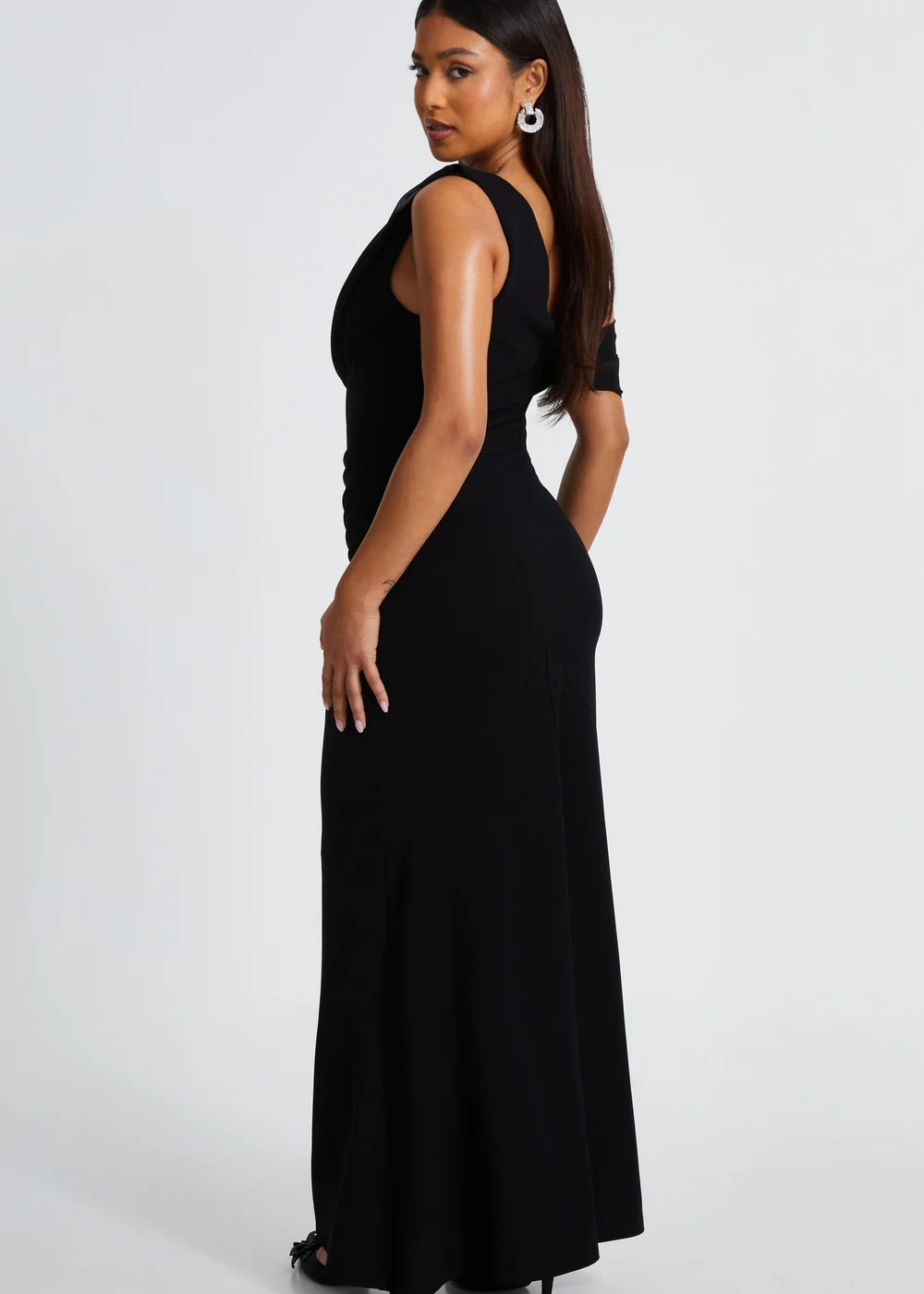 Quiz Black Petite One Shoulder Maxi Dress - 6 Image 2