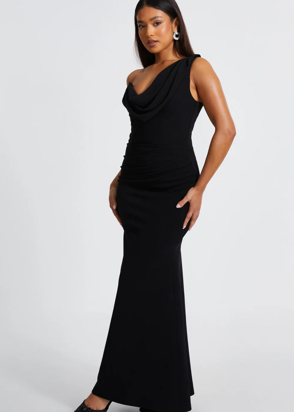 Quiz Black Petite One Shoulder Maxi Dress - 6 Image 3