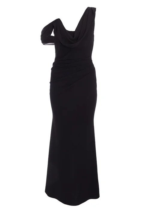 Quiz Black Petite One Shoulder Maxi Dress - 6 Image 4