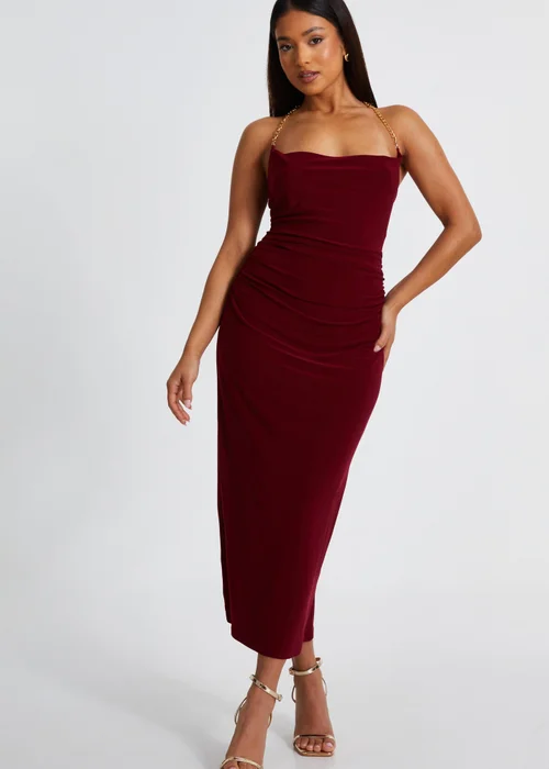 Quiz Burgundy Petite Cowl Midaxi Dress - 6 Image 1