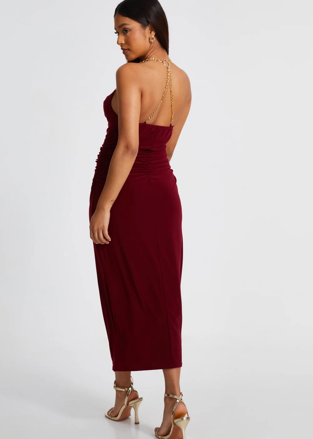 Quiz Burgundy Petite Cowl Midaxi Dress - 6 Image 2