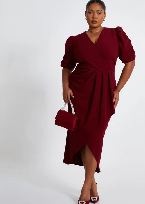 Quiz Red Curve Wrap Midi Dress - 16 Image 1