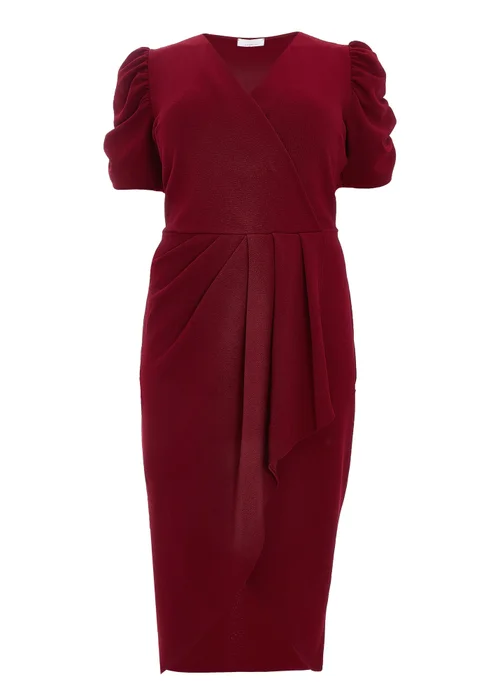 Quiz Red Curve Wrap Midi Dress - 16 Image 4