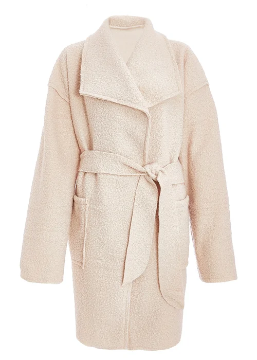 Quiz Stone Boucle Tie Belt Coat - S/M Image 4