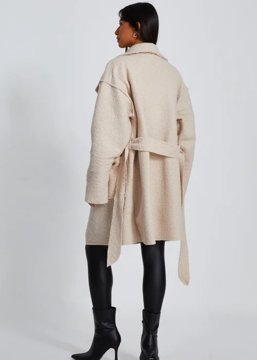 Quiz Stone Boucle Tie Belt Coat - S/M Image 2