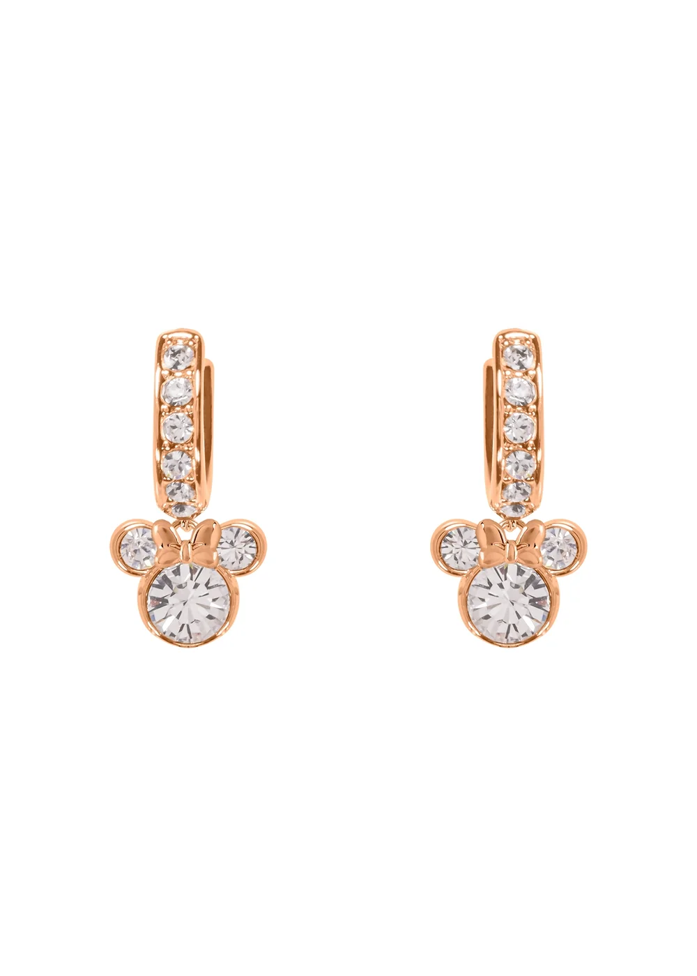 Disney Minnie Mouse Rose Gold Plated Crystal Hoop Earrings & Necklace Set - One Size Image 3