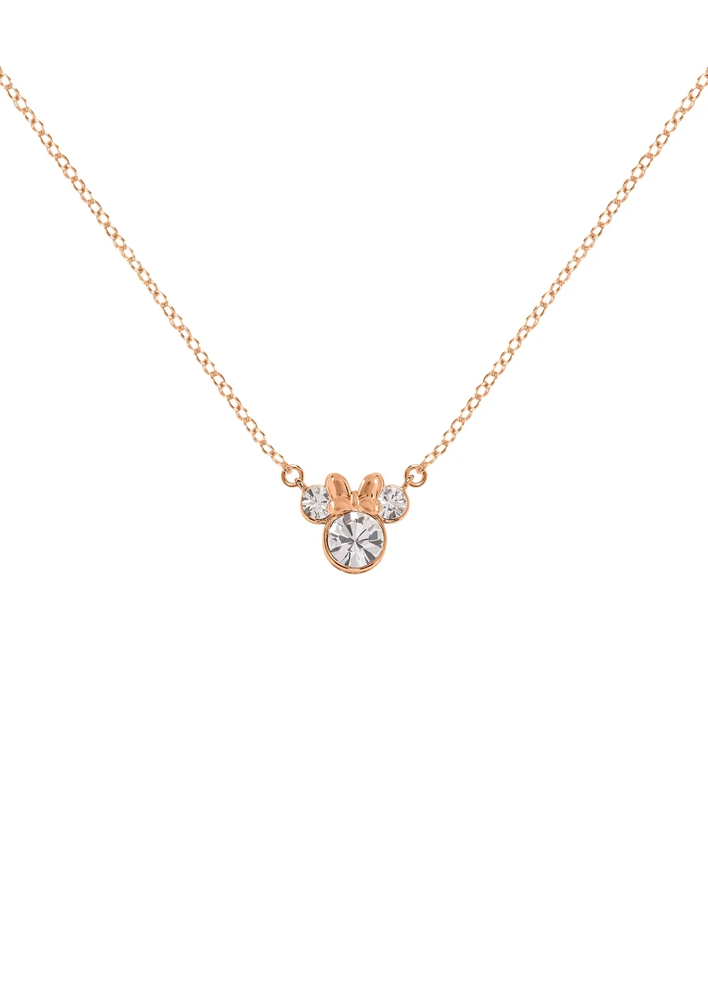 Disney Minnie Mouse Rose Gold Plated Crystal Hoop Earrings & Necklace Set - One Size Image 2