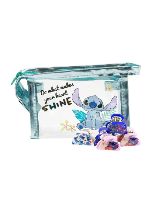 Disney Blue Lilo & Stitch Hair Clip Set & Travel Bag - One Size Image 1