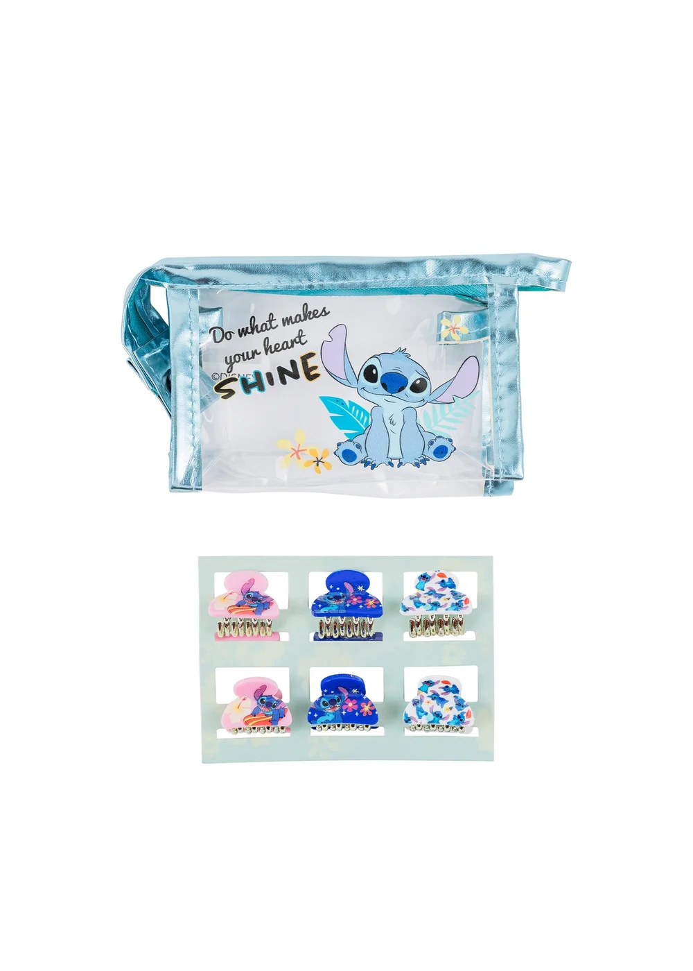 Disney Blue Lilo & Stitch Hair Clip Set & Travel Bag - One Size Image 3