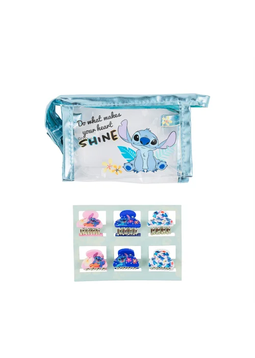 Disney Blue Lilo & Stitch Hair Clip Set & Travel Bag - One Size Image 3