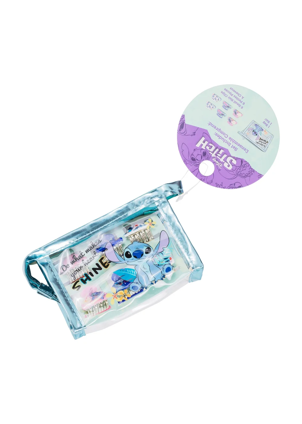 Disney Blue Lilo & Stitch Hair Clip Set & Travel Bag - One Size Image 4