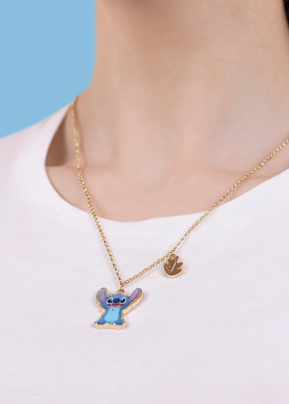 Disney Lilo & Stitch Gold Enamel Costume Necklace - One Size Image 2
