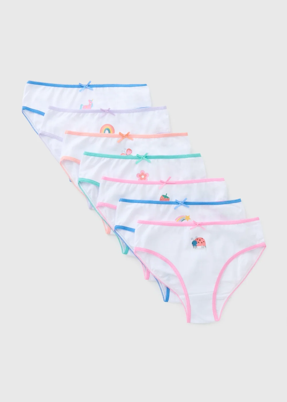 7 Pack Girls White Design Briefs (1-11yrs) - 1.5-2 Yrs Image 1