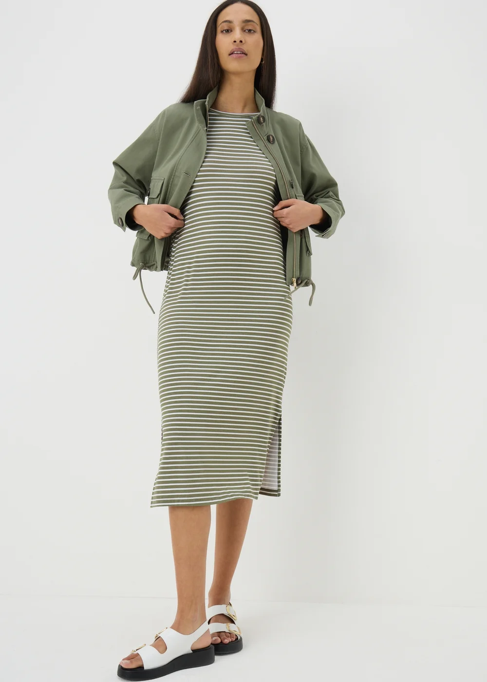 Green Stripe T-Shirt Dress - 8 Image 1