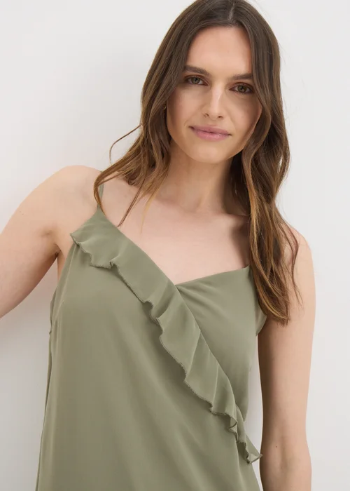 Khaki Frill Strappy Midi Dress - 8 Image 3