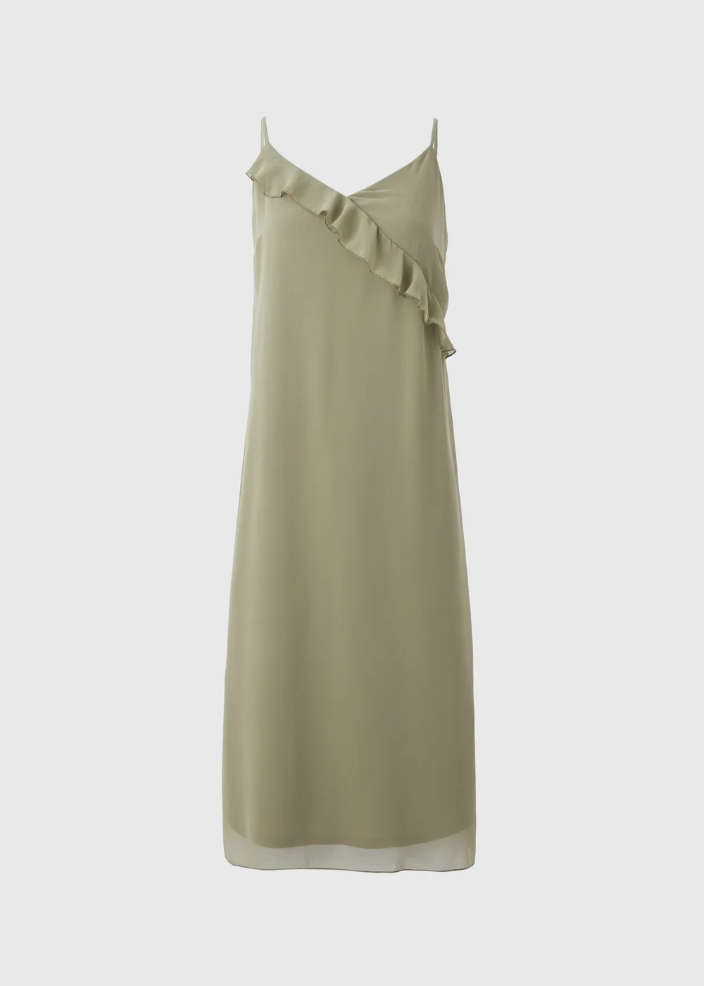 Khaki Frill Strappy Midi Dress - 8 Image 4