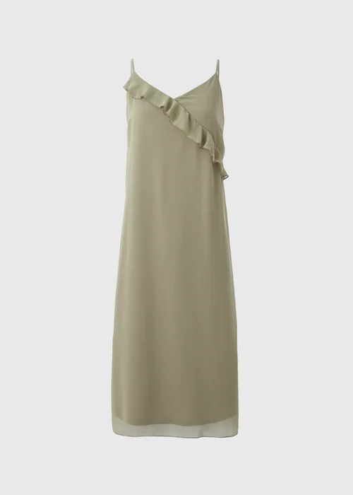Khaki Frill Strappy Midi Dress - 8 Image 4