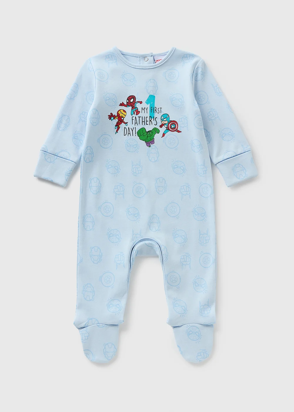 Marvel Baby Blue Fathers Day Sleepsuit (Newborn-12mths) - Age 0 - 3 Months Image 1