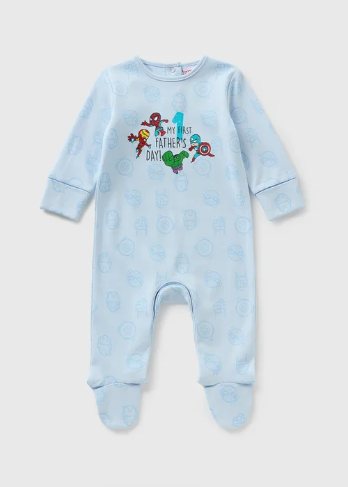 Marvel Baby Blue Fathers Day Sleepsuit (Newborn-12mths) - Age 0 - 3 Months Image 1