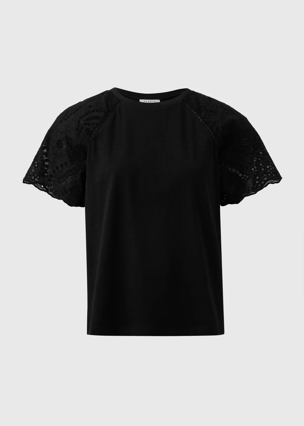 Black Broderie Raglan Sleeve T-Shirt - 8 Image 4
