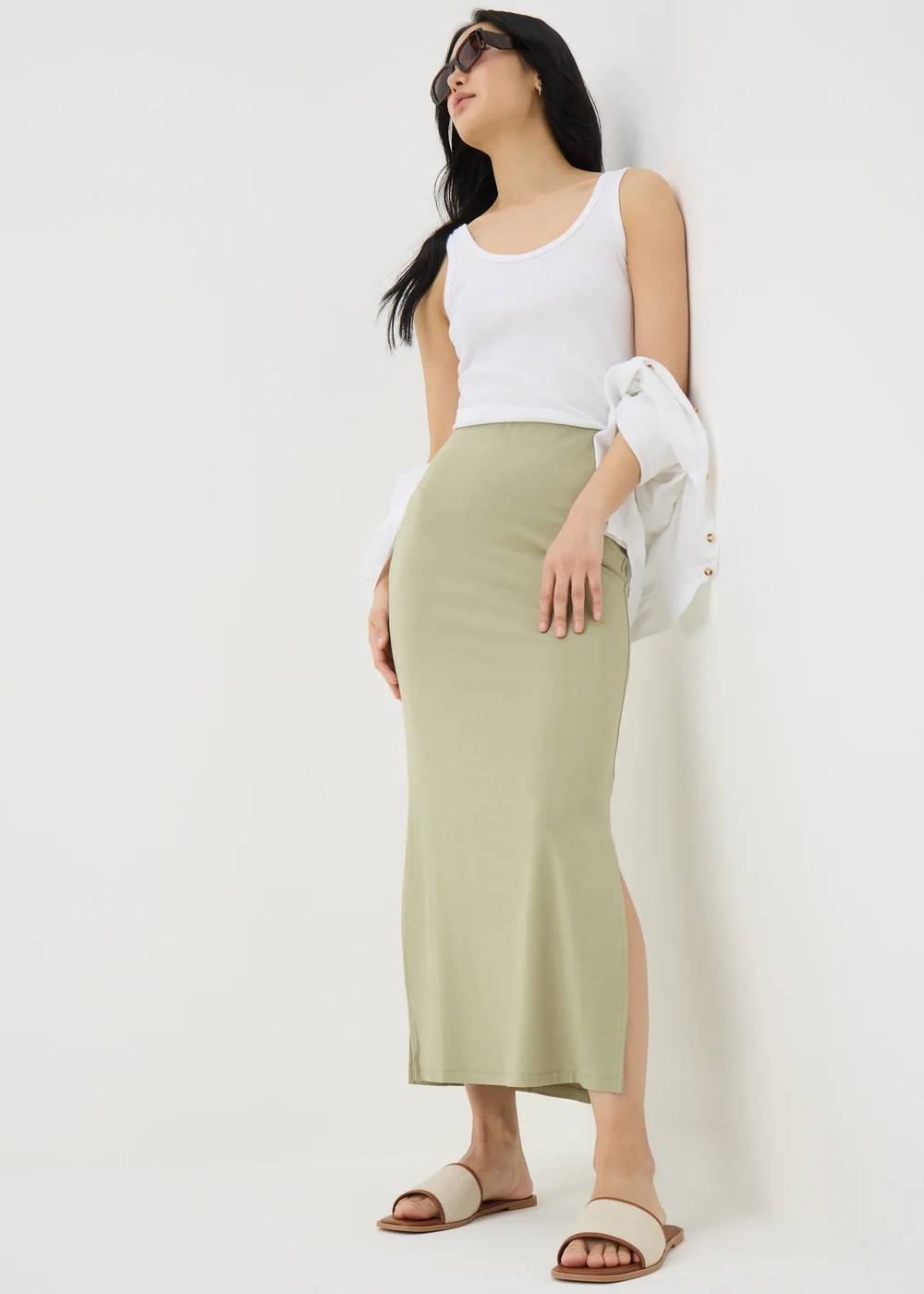 Sage Green Jersey Maxi Skirt - 8 Image 1
