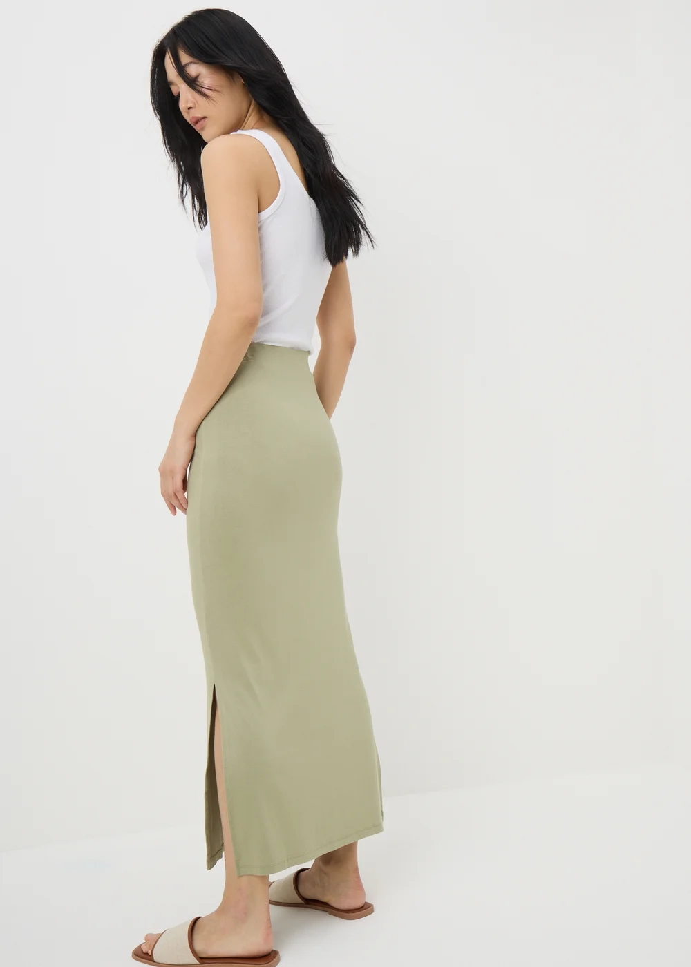 Sage Green Jersey Maxi Skirt - 8 Image 3