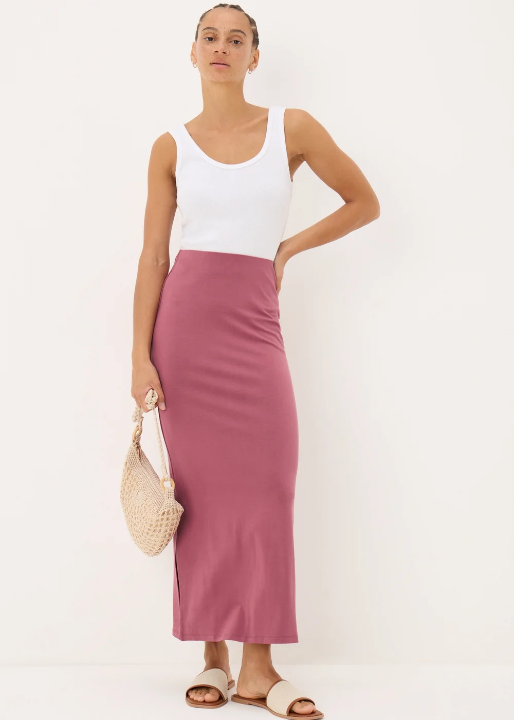 Raspberry Jersey Maxi Skirt - 8 Image 1